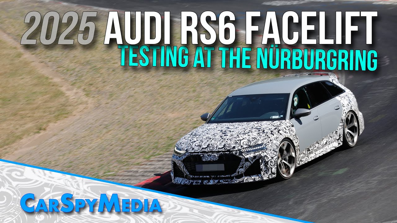 2025 Audi RS6 GT Facelift Prototype V8 600+ hp Spied Testing At The Nürburgring RingTube